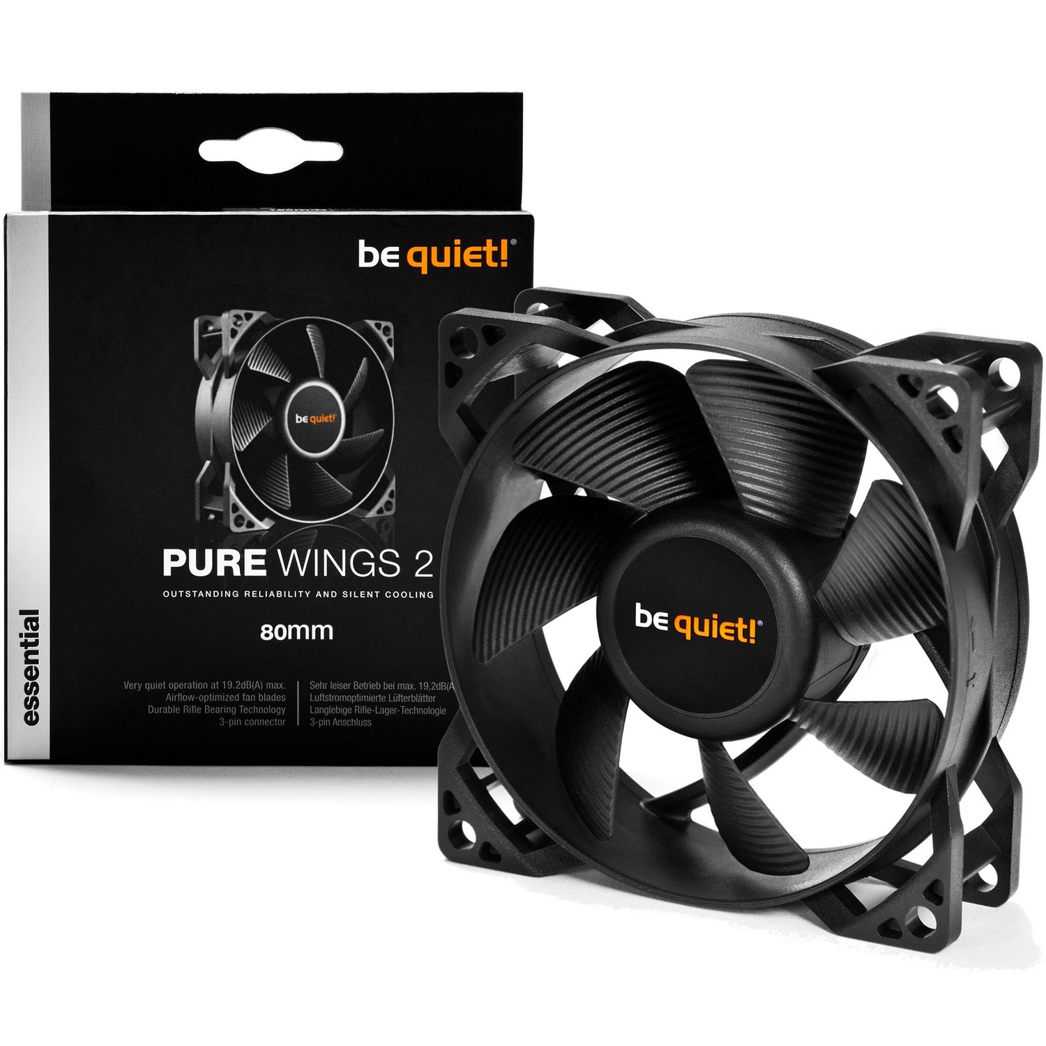 Ventilator be quiet! Pure Wings 2, 80mm (Negru) fotografia produsului View 4 L