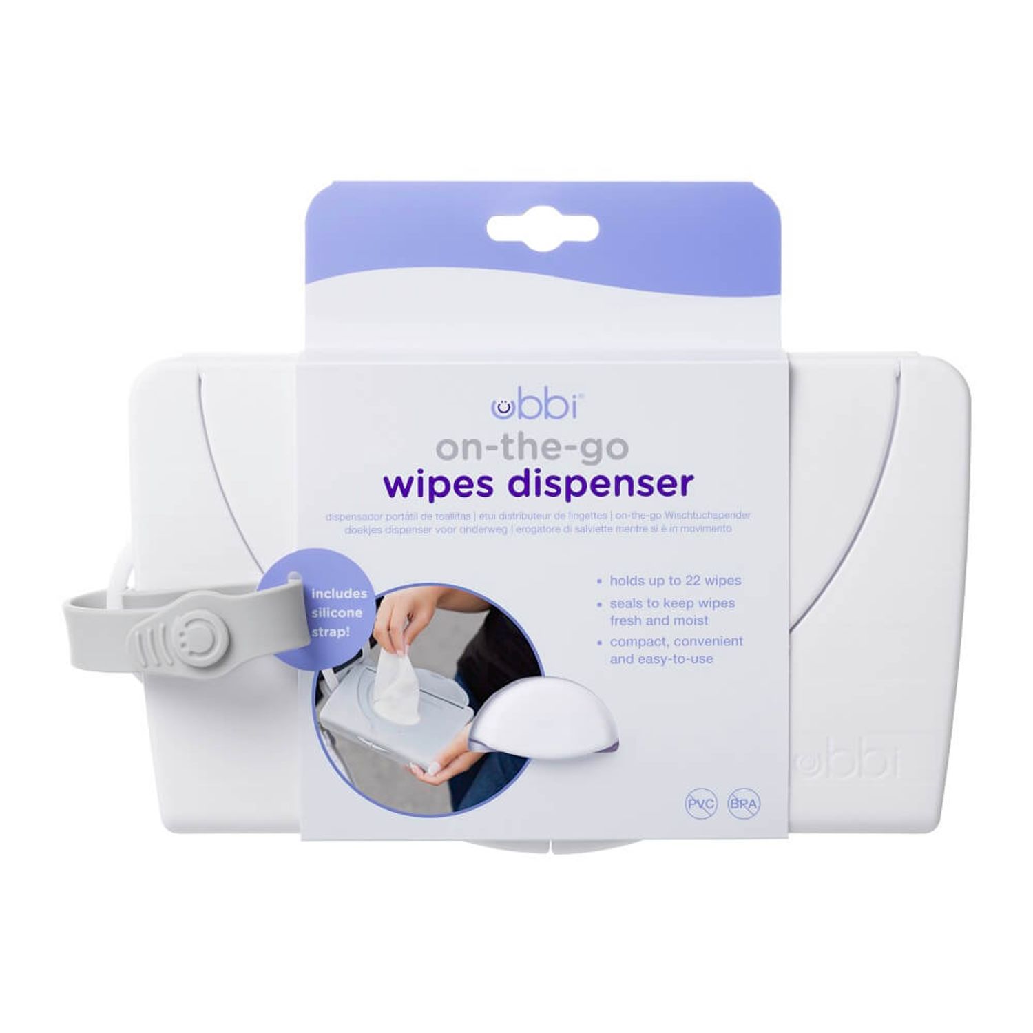 Dispenser portabil pentru servetele umede Ubbi On The Go alb fotografia produsului View 3 L
