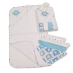 Set cadou prosop de baie cu gluga si mini prosopele cu ursulet bleu fotografia produsului