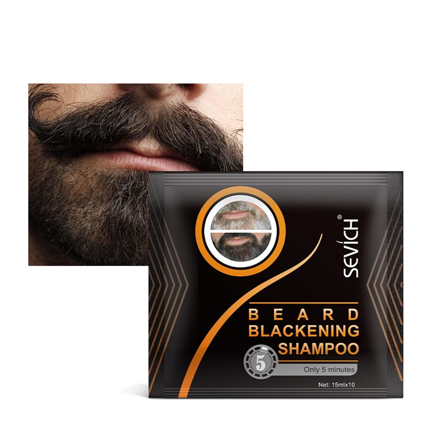 Sampon de vopsire a bărbii cu efect instant, SEVICH, 150ml, negru fotografia produsului View 6 L