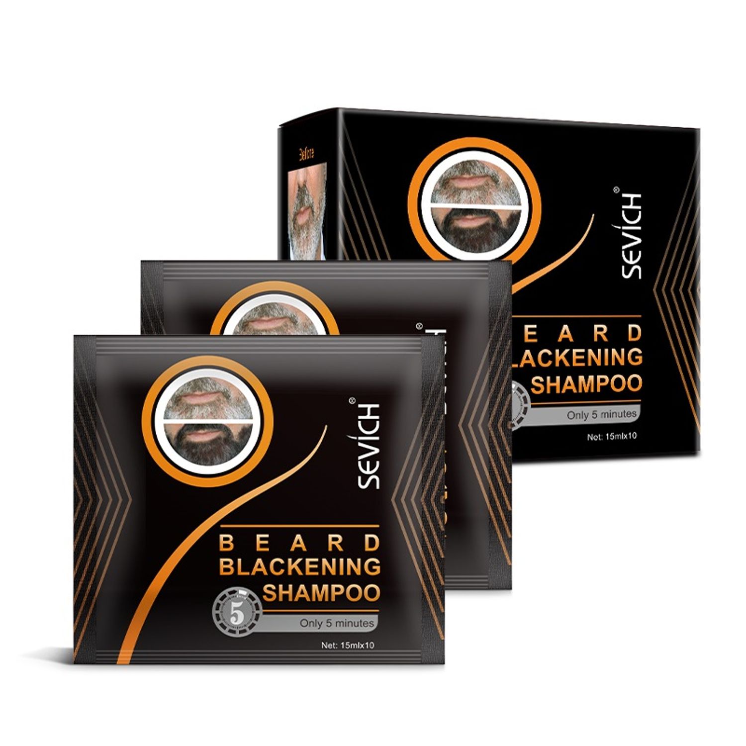 Sampon de vopsire a bărbii cu efect instant, SEVICH, 150ml, negru fotografia produsului View 2 L
