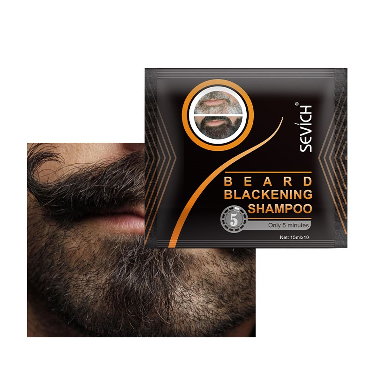 Sampon de vopsire a bărbii cu efect instant, SEVICH, 150ml, negru fotografia produsului View 5 L