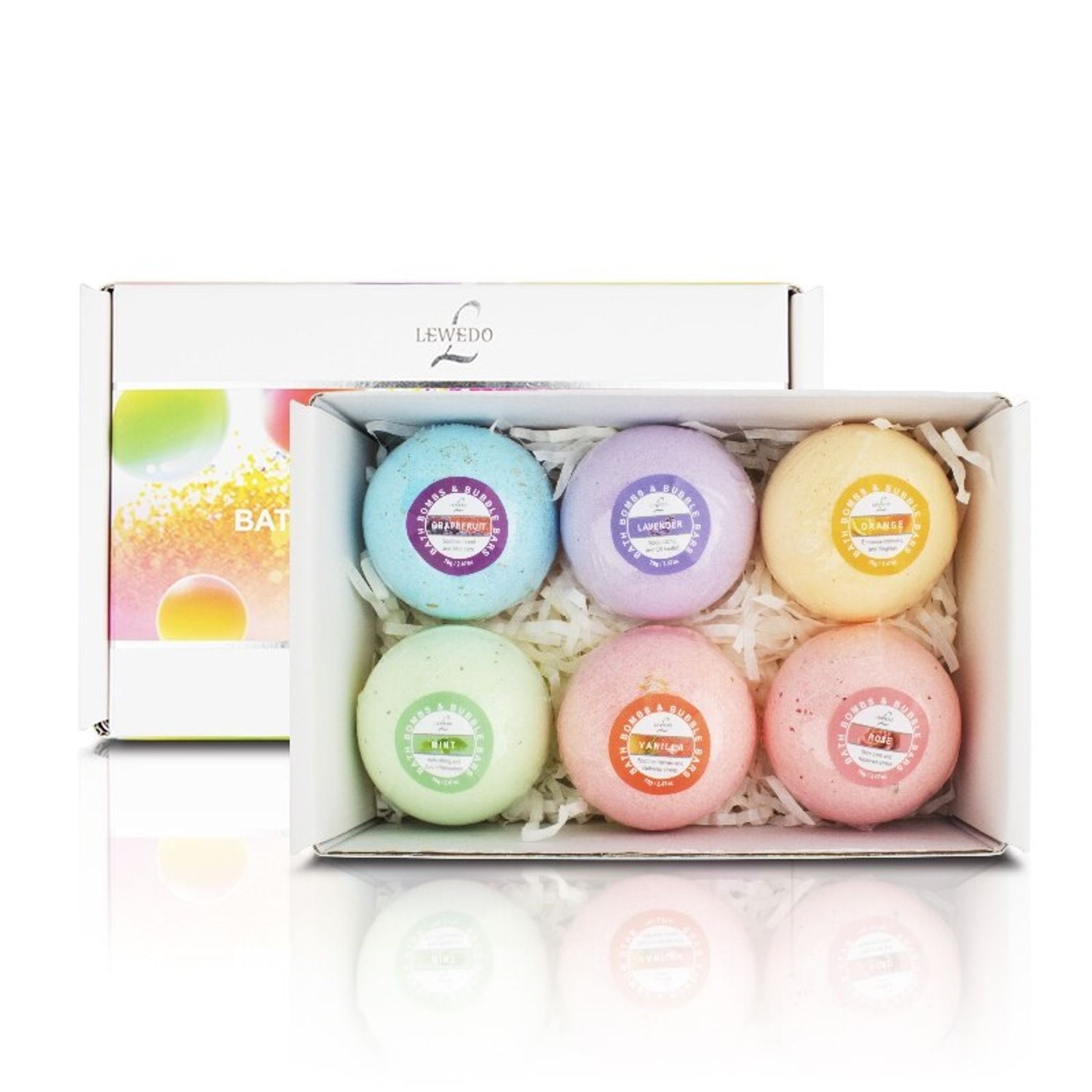 Pachet 6 bombe de baie efervescente cu uleiuri esentiale, Lewedo fotografia produsului View 7 L