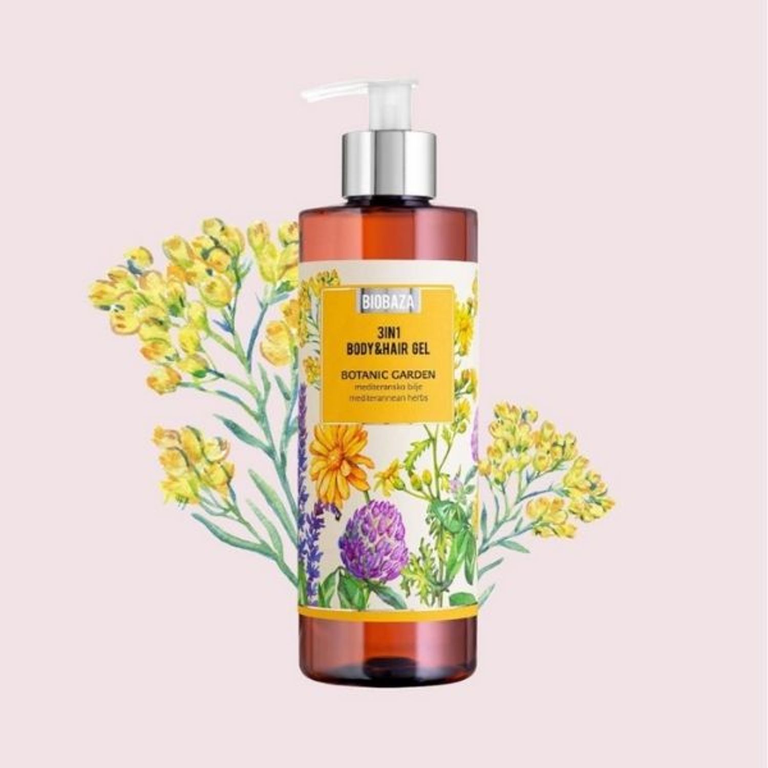 Sampon & gel de dus cu extract de iasomie si plante mediteraneene, Botanic Garden, Biobaza, 400 ml fotografia produsului View 2 L