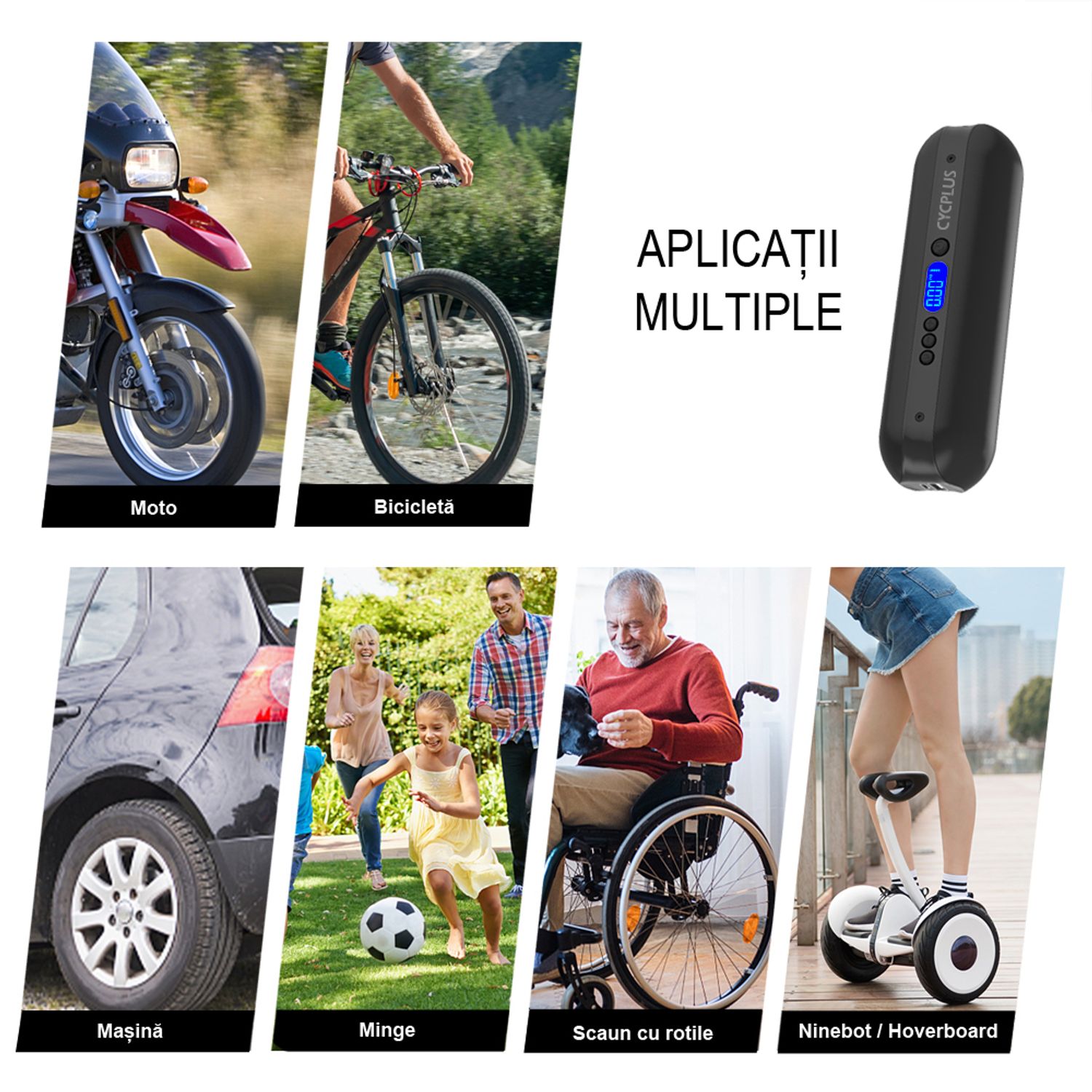 Mini Compresor Auto cu Acumulator, Digital, Portabil, USB si microUSB, Negru fotografia produsului View 7 L