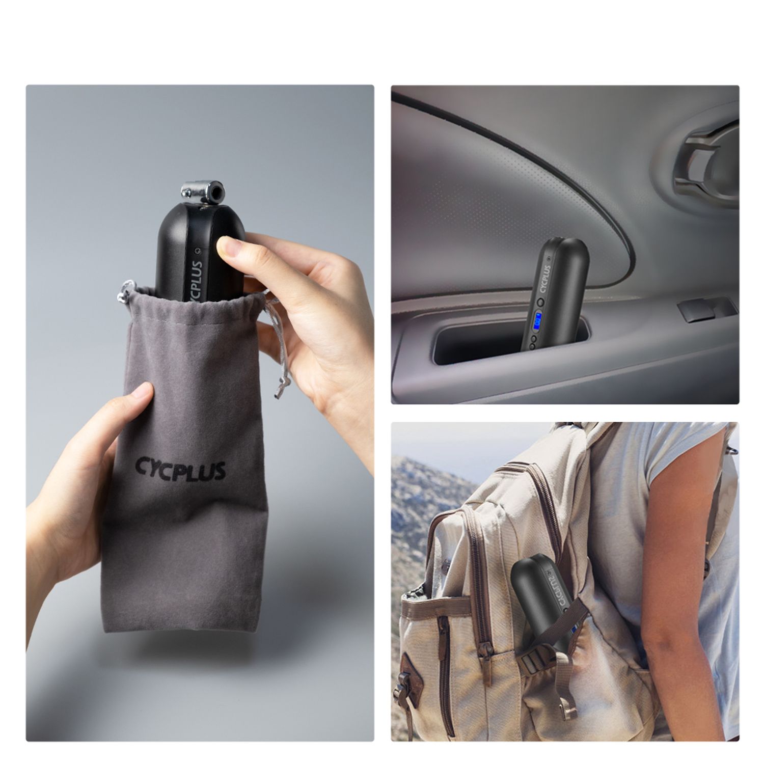 Mini Compresor Auto cu Acumulator, Digital, Portabil, USB si microUSB, Negru fotografia produsului View 8 L