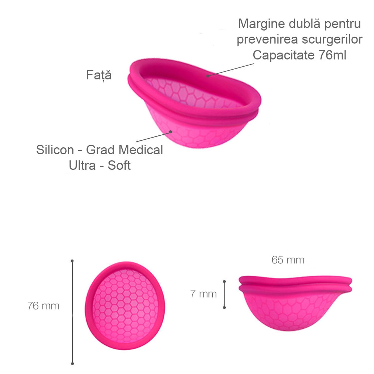 Cupă Menstruală Pliabilă, Roz, mărimi S, L fotografia produsului View 7 L