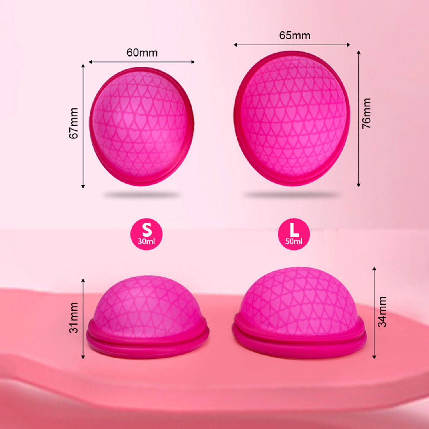 Cupă Menstruală Pliabilă, Roz, mărimi S, L fotografia produsului View 6 L