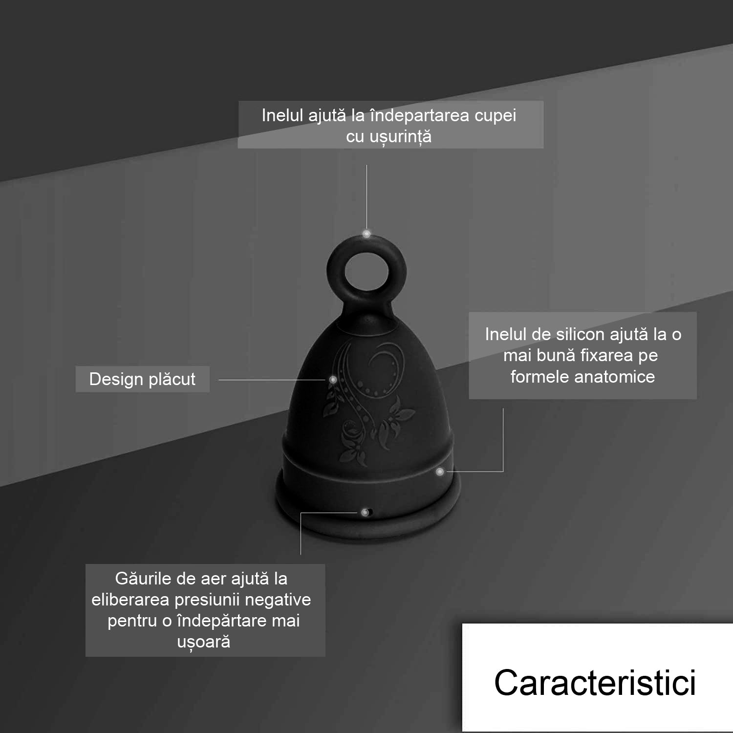 Cupă Menstruală Ring, Negru, mărimea L fotografia produsului View 5 L