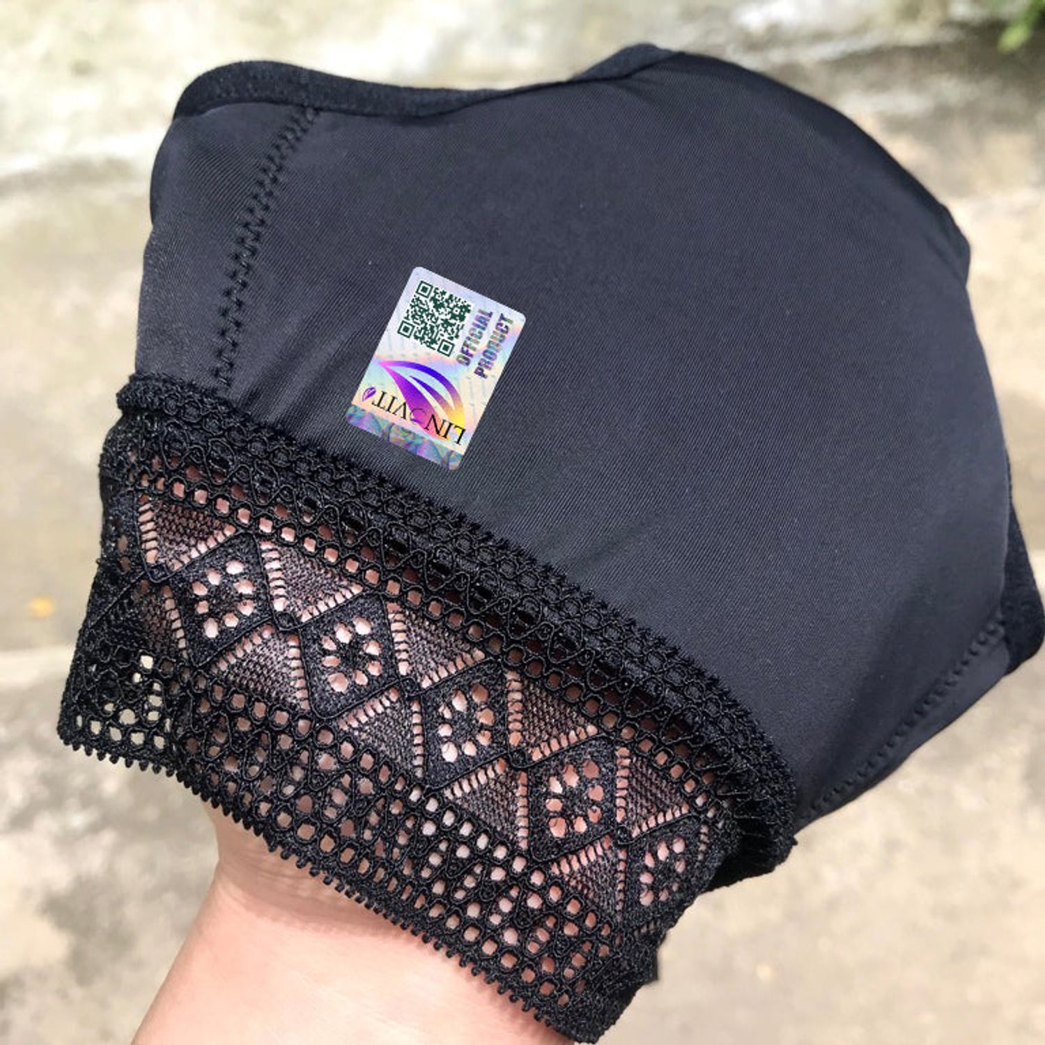 Chiloți Menstruali cu Dantelă Geometrică - S, Negru fotografia produsului View 10 L