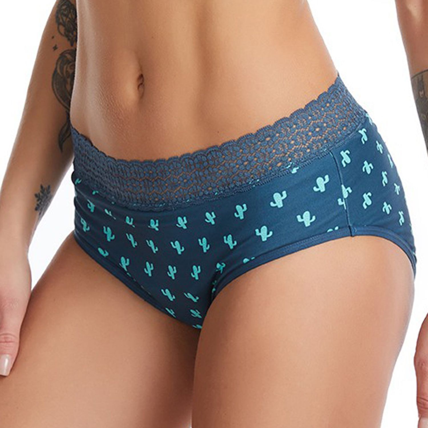Chiloți Menstruali Multicolori - Model Cactus - Verde - Model Cactus, M fotografia produsului