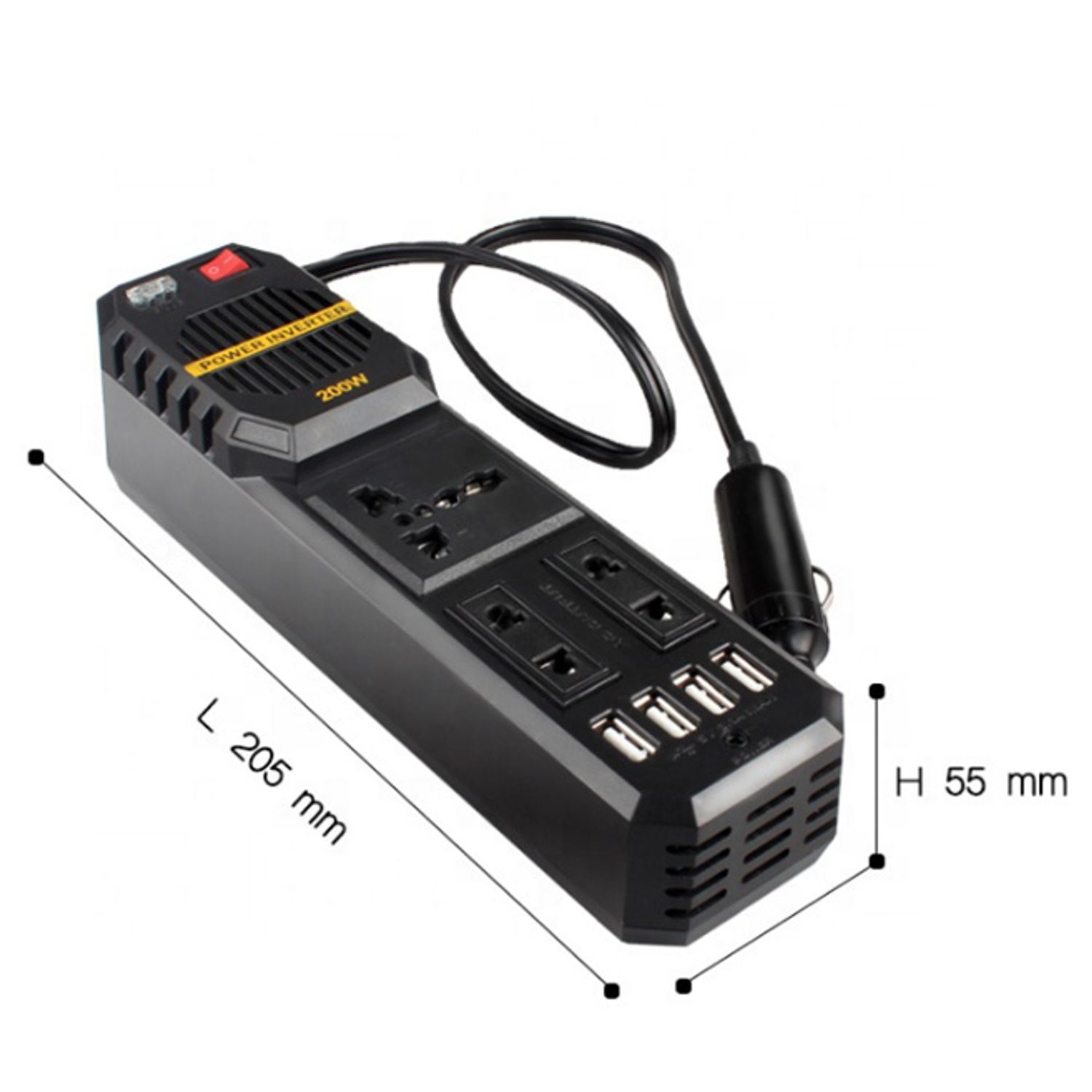 Invertor de Tensiune Auto, Dc/Ac 12v/220v, Negru fotografia produsului View 4 L