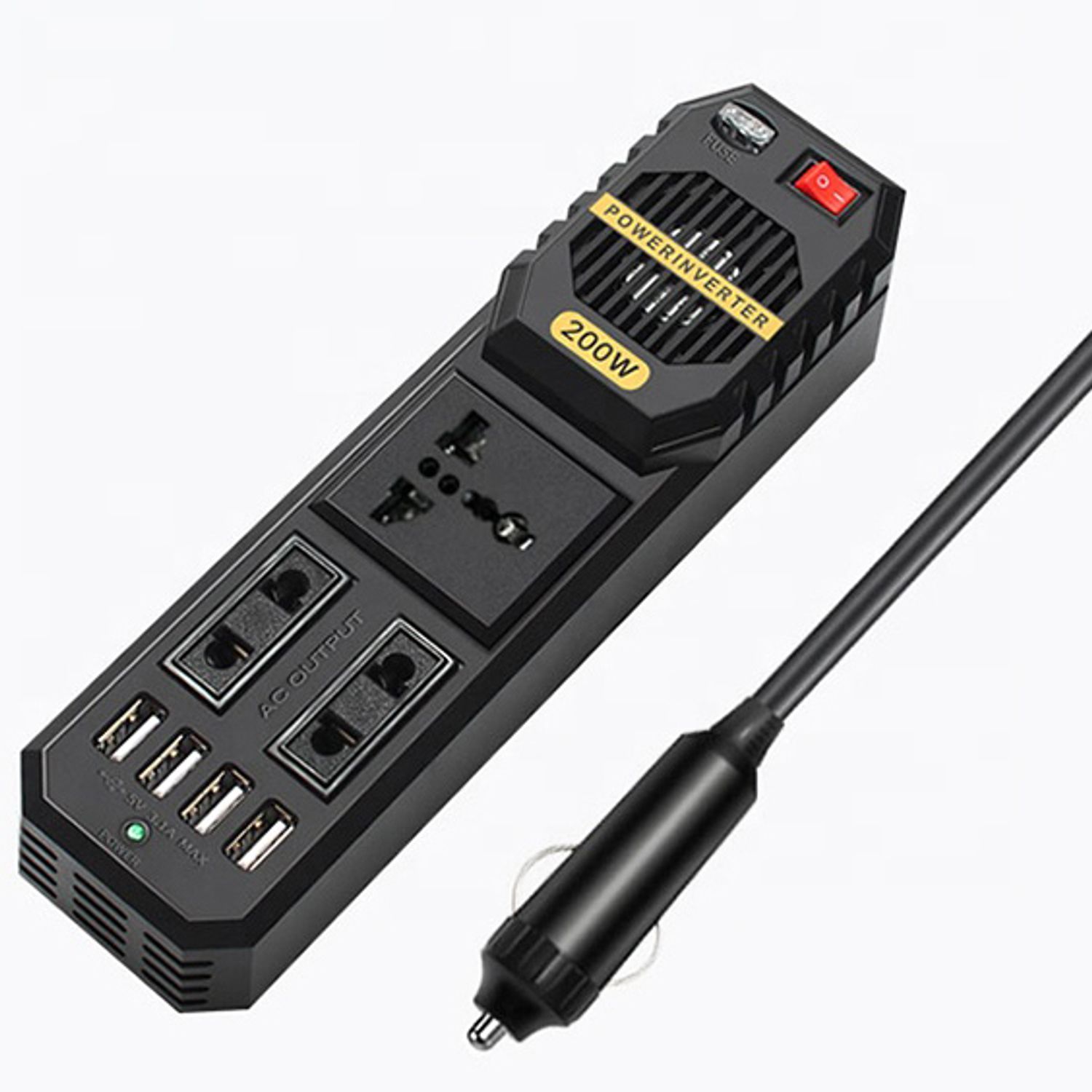 Invertor de Tensiune Auto, Dc/Ac 12v/220v, Negru fotografia produsului
