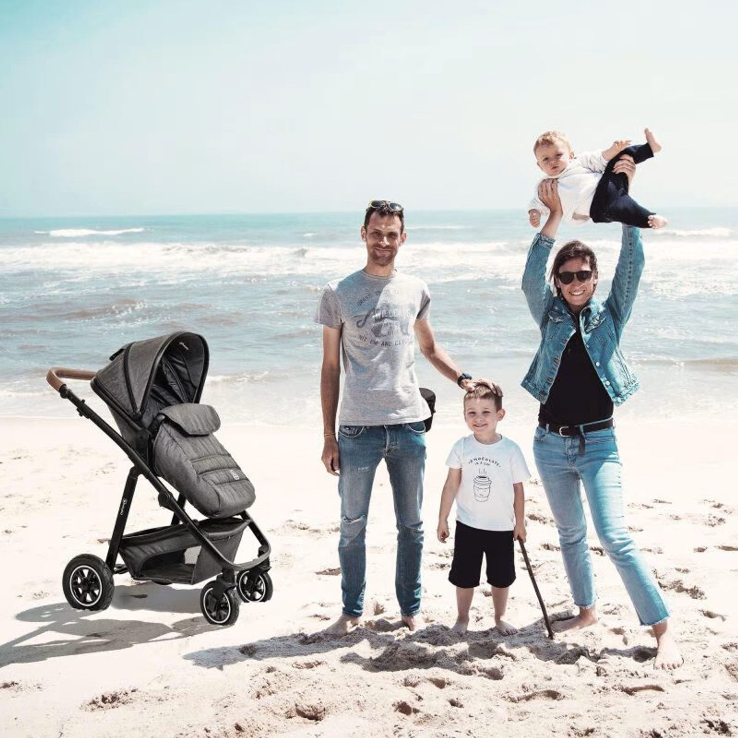 Carucior 3 in 1, Simplex, Grey Melange, BabyGo fotografia produsului View 3 L