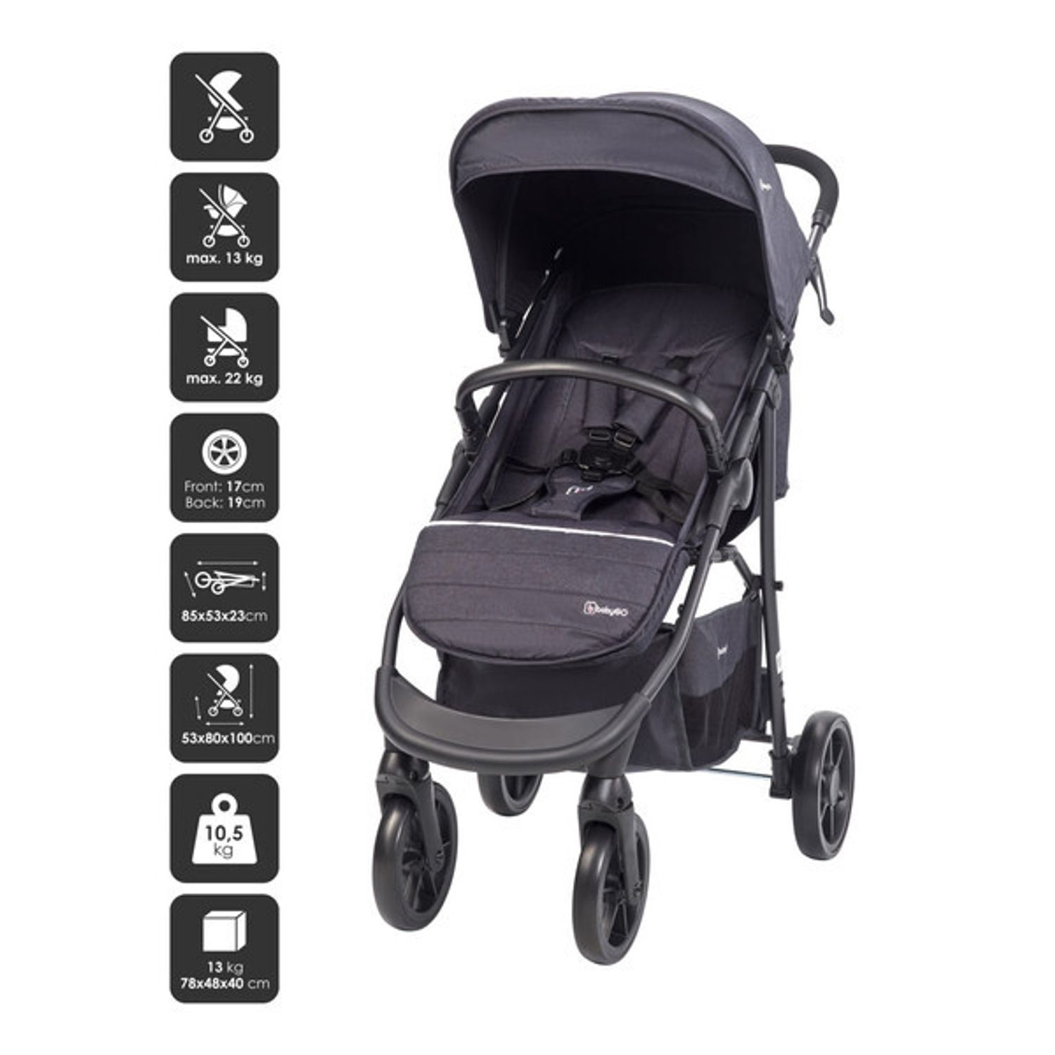 Carucior Style 3 in 1 Black, BabyGo fotografia produsului View 4 L