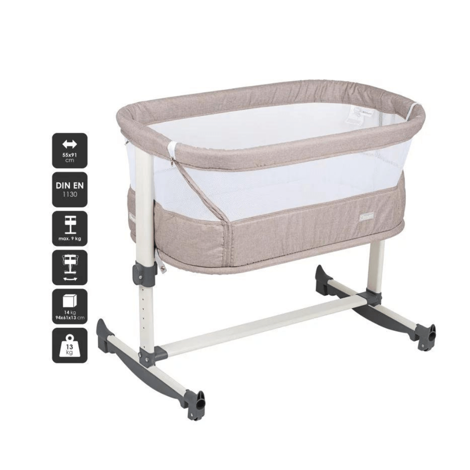 Patut co-sleeper Vivaldi Beige, BabyGo fotografia produsului View 4 L
