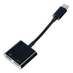 Adaptor HF, Redare muzica si incarcare dispozitive simultan, Type-C / Type-C, Negru fotografia produsului