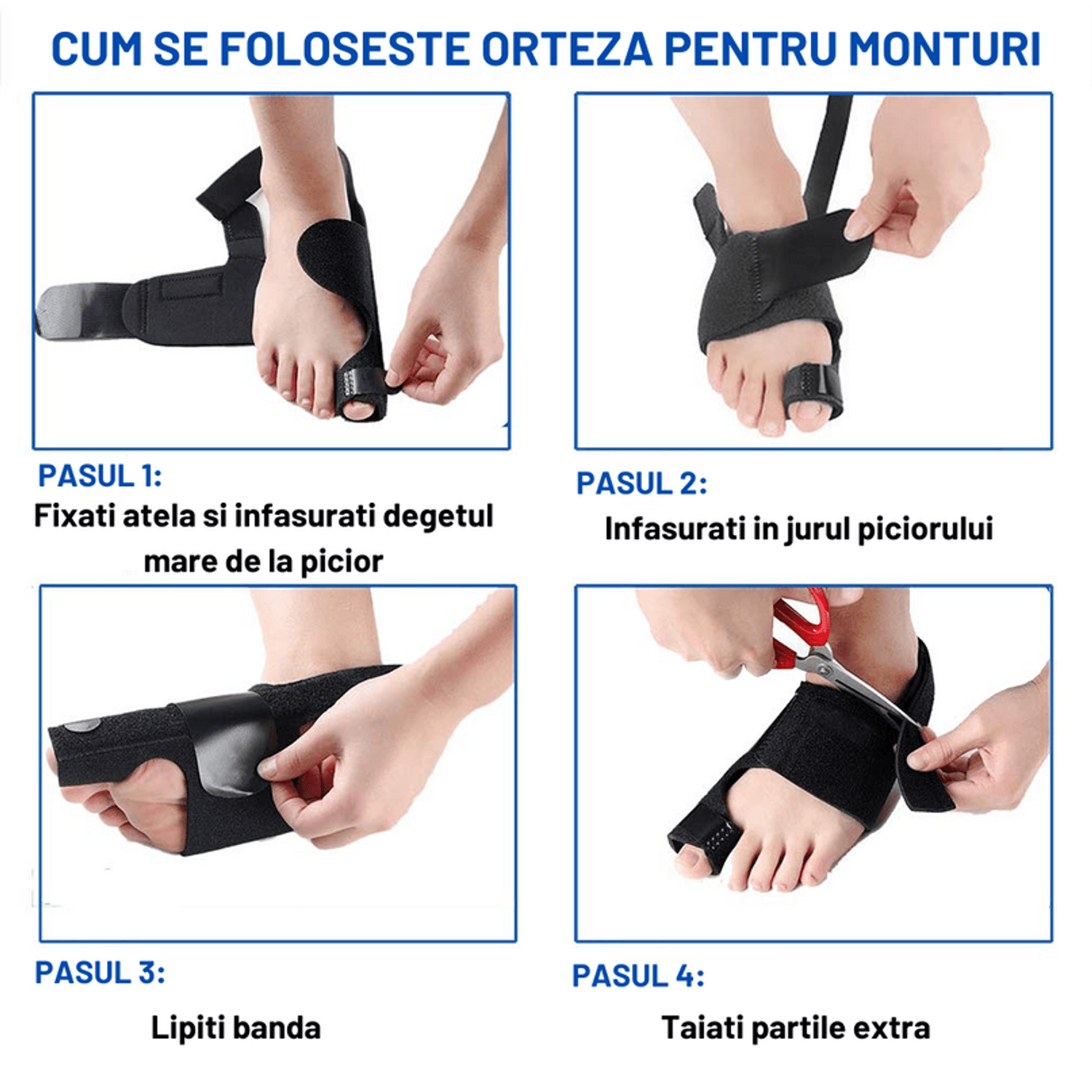 Set 2 bucati orteze pentru corectarea monturilor, Gadgetry, negru fotografia produsului View 5 L