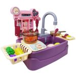 Bucatarie Mov, cu Robinet functional, 17 accesorii incluse, Salamandra Kids fotografia produsului
