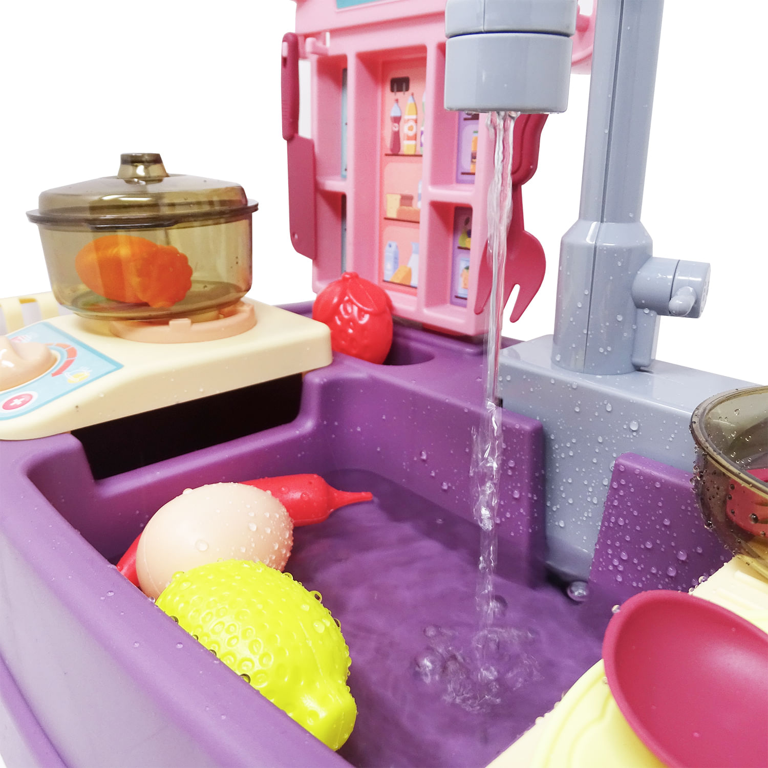 Bucatarie Mov, cu Robinet functional, 17 accesorii incluse, Salamandra Kids fotografia produsului View 6 L