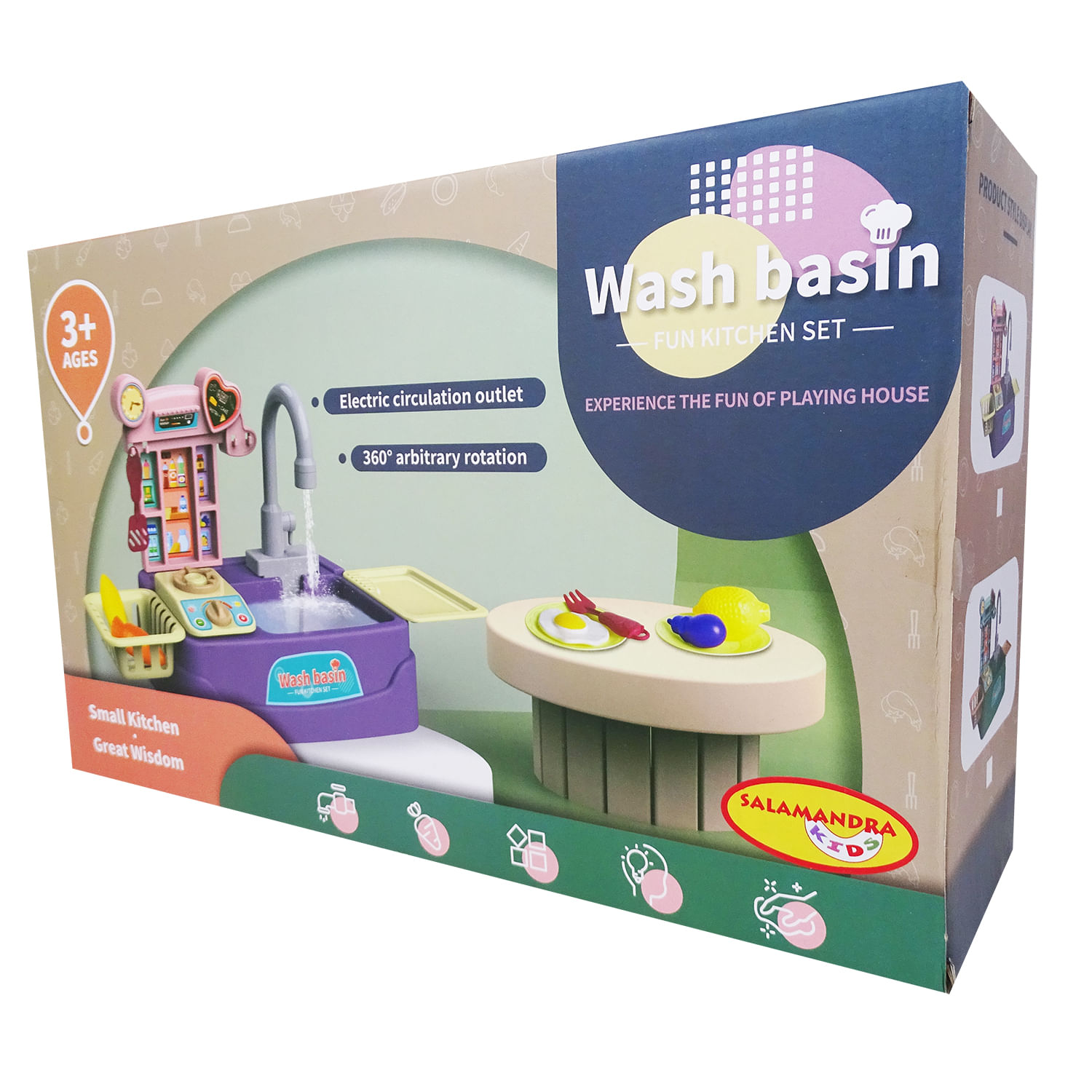 Bucatarie Mov, cu Robinet functional, 17 accesorii incluse, Salamandra Kids fotografia produsului View 2 L