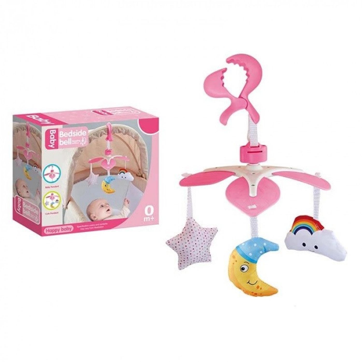 Caruselul mecanic Bedside Bell pentru bebelusi, roz fotografia produsului View 2 L