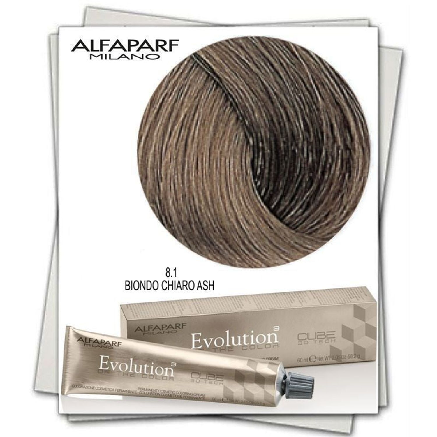 Alfaparf Milano Evolution of the Color Vopsea Permanenta 60 ml, Culoare 8.01 Biondo Chiaro Natural Ash fotografia produsului View 3 L