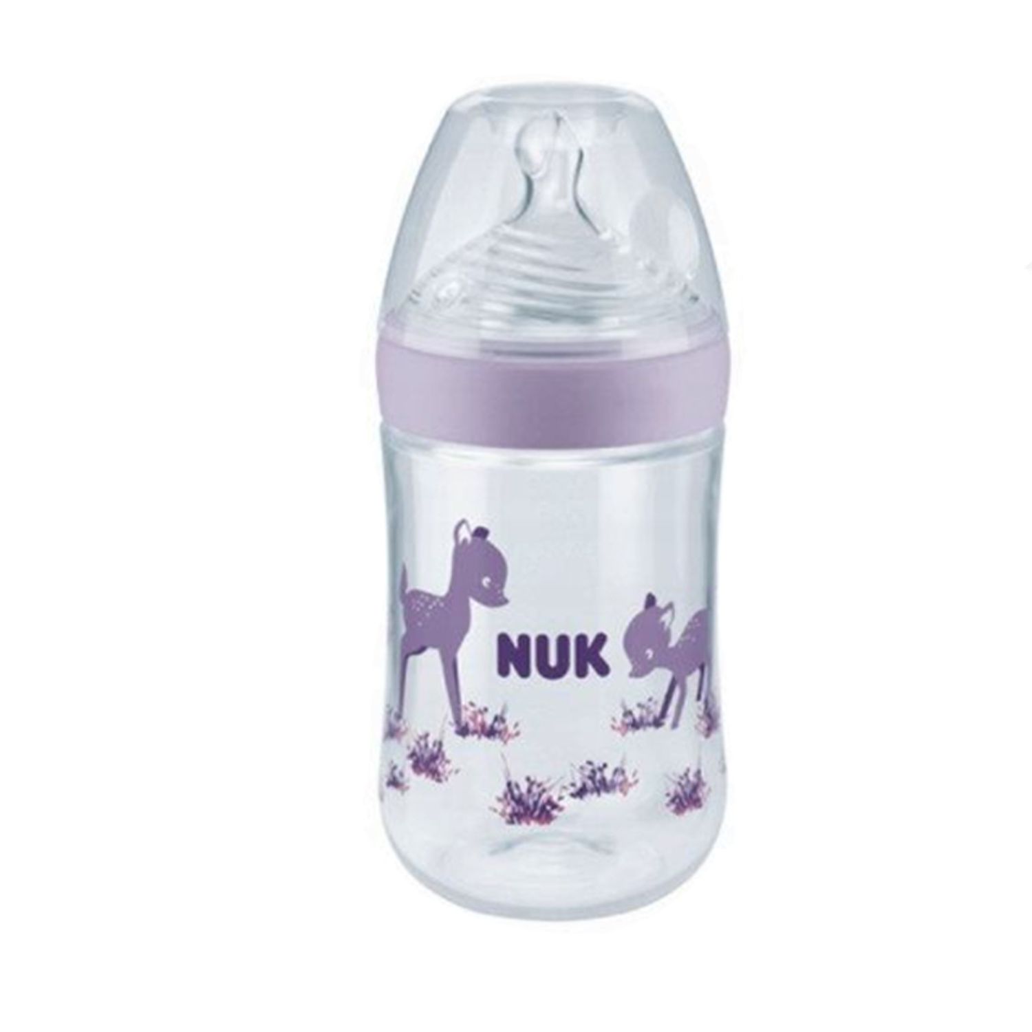 Biberon din polipropilena cu tetina din silicon 260 ml M Nuk Nature Sense 741964, Mov fotografia produsului