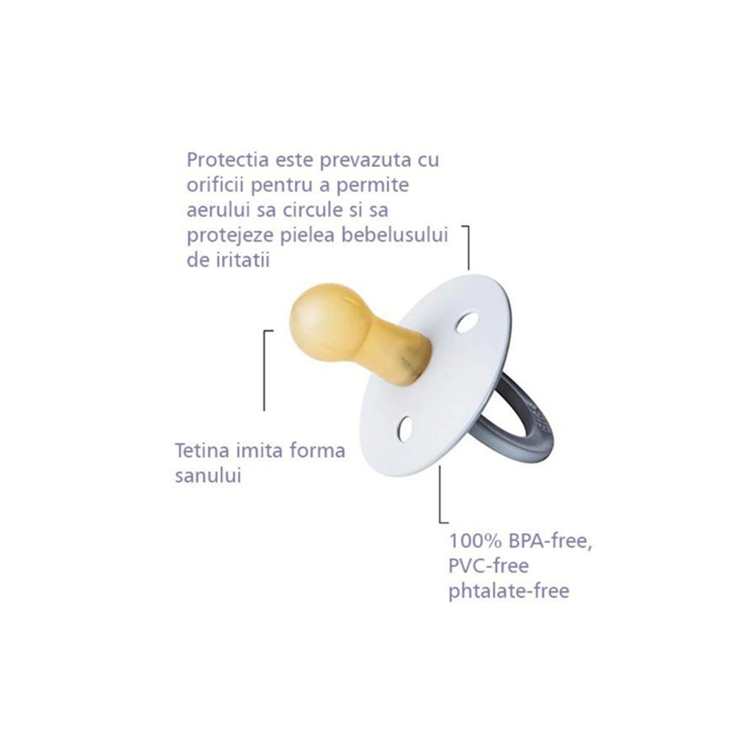 Suzeta anatomica din latex S Bibs White 010004, Alb fotografia produsului View 3 L