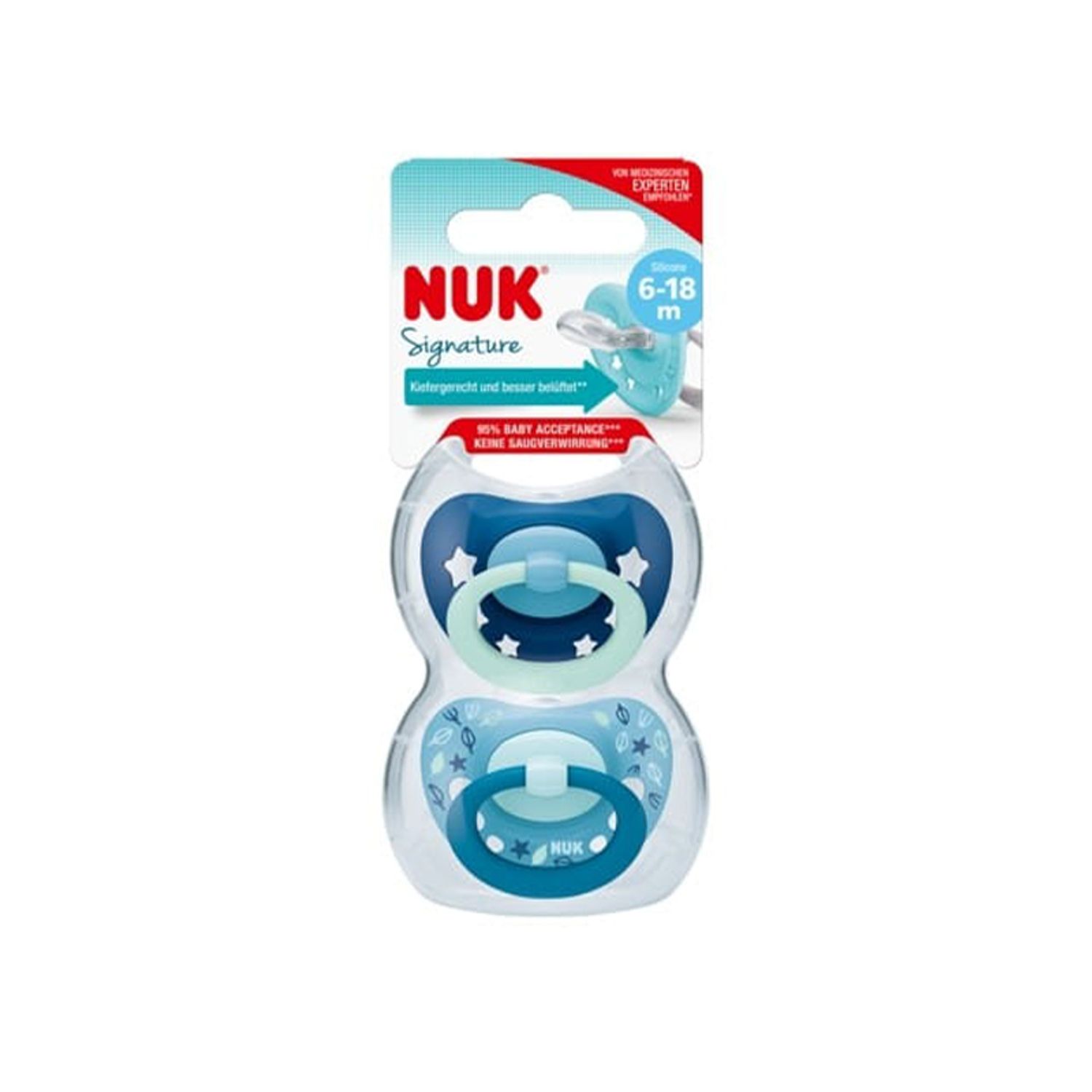 Set 2 suzete ortodontice din silicon Nuk 736680-6-18, Albastru fotografia produsului View 2 L