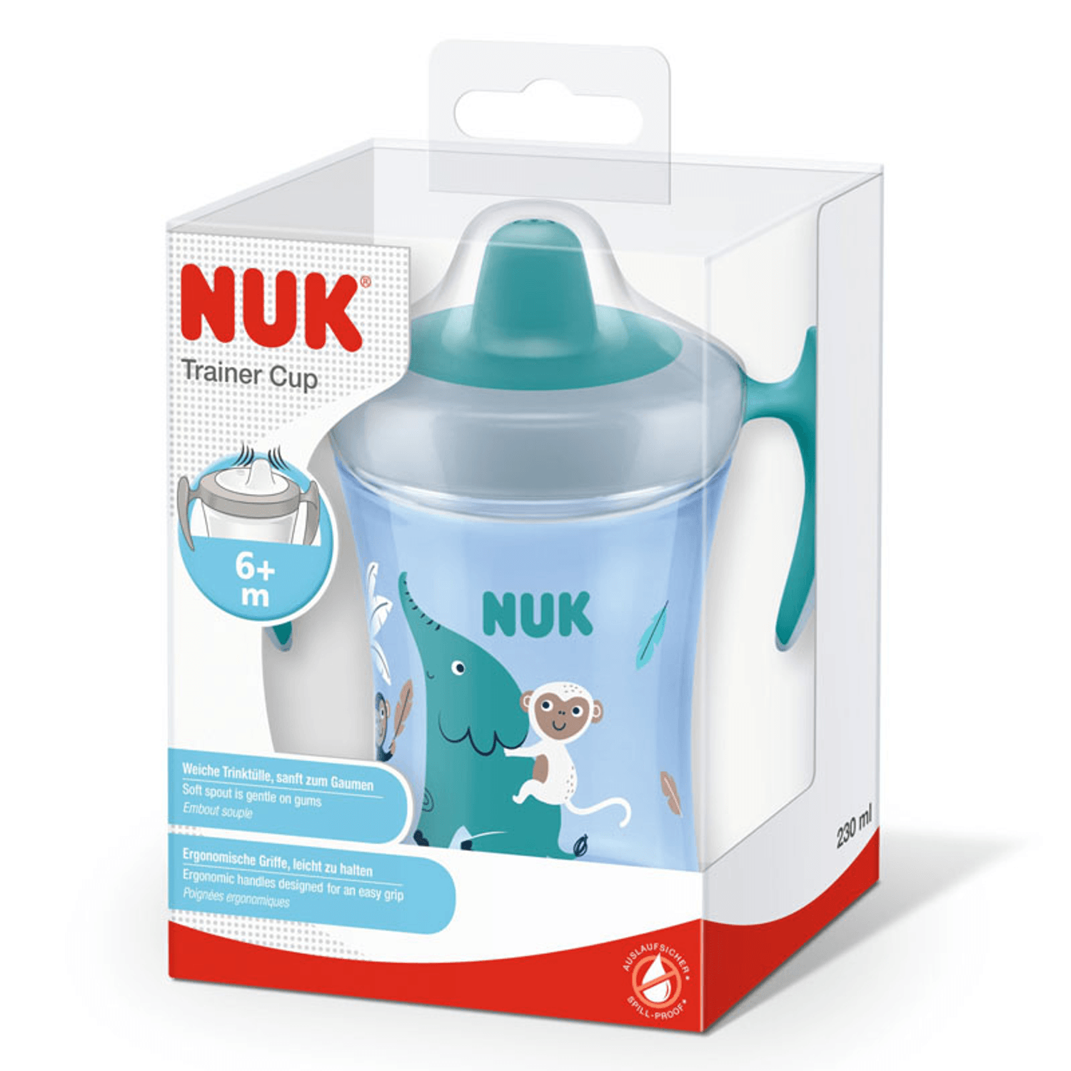 Biberon cu cioc si manere 230 ml Nuk Trainer Cup 751140, Albastru fotografia produsului View 2 L