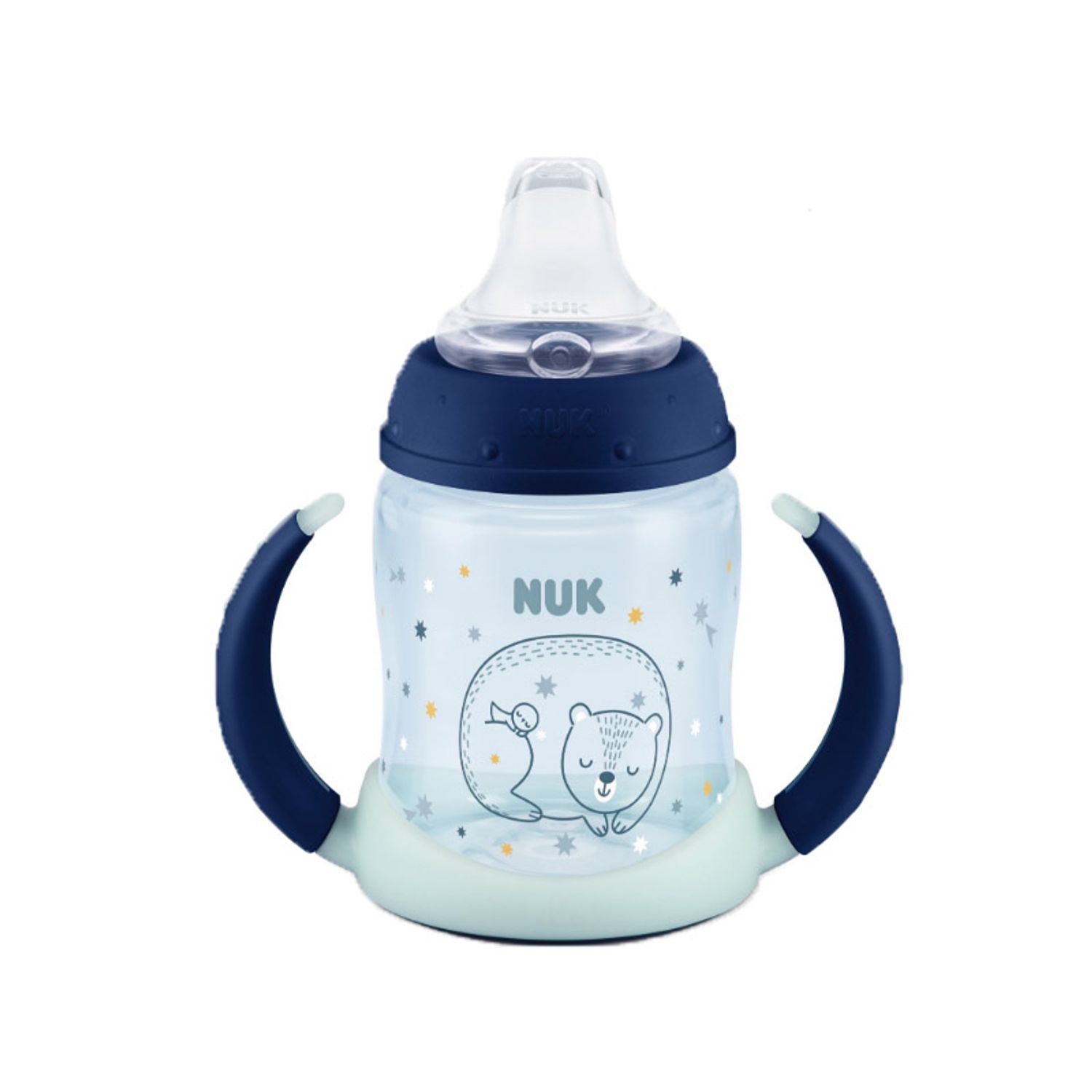 Biberon cu cioc si manere 150 ml Nuk First Choice Night 215326, Albastru fotografia produsului View 3 L