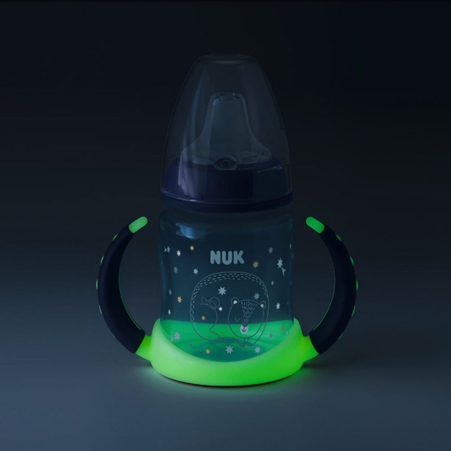 Biberon cu cioc si manere 150 ml Nuk First Choice Night 215326, Albastru fotografia produsului View 4 L