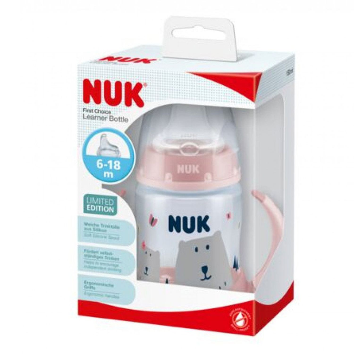 Biberon cu cioc si manere 150 ml Nuk First Choice 215304, Roz fotografia produsului View 3 L