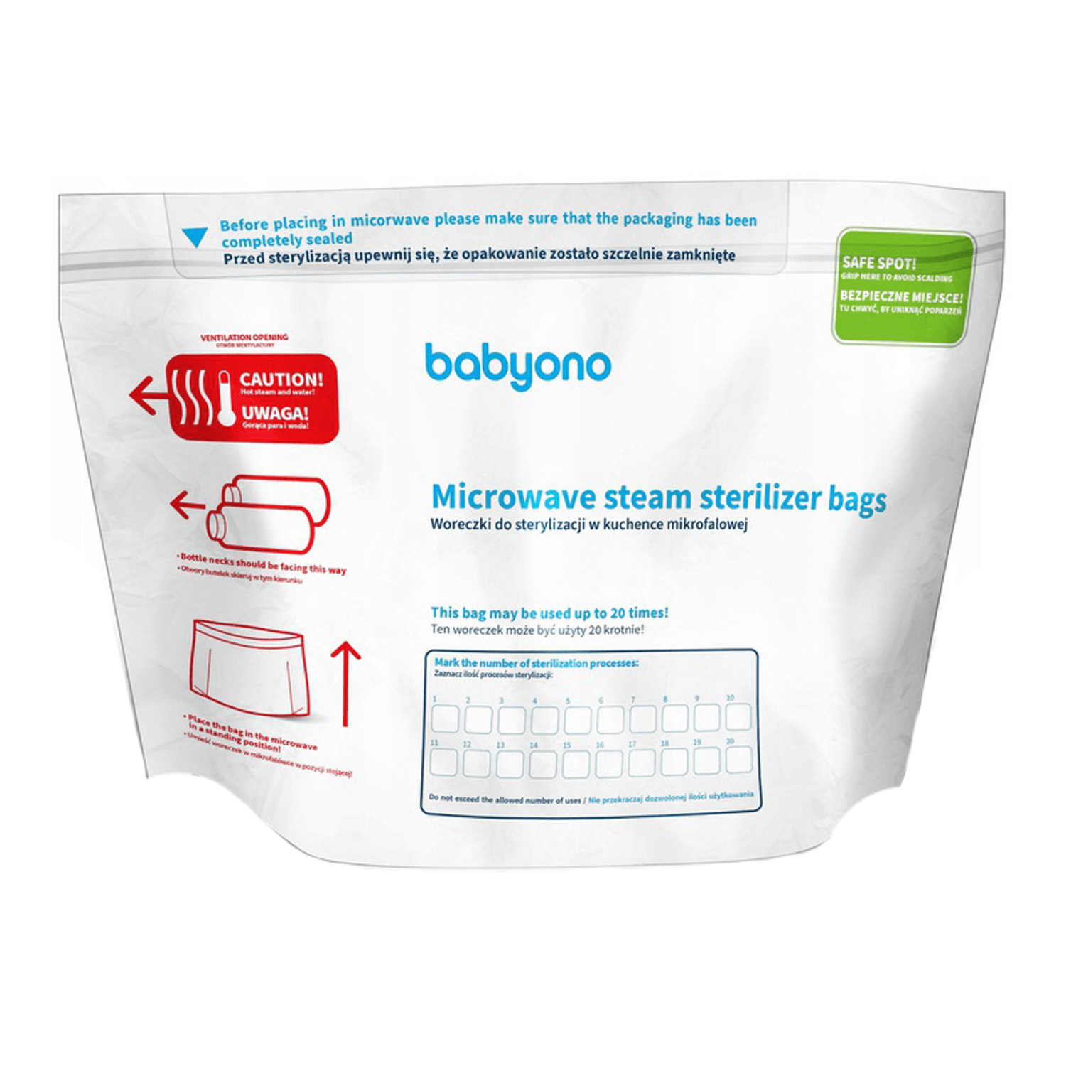 Set 5 pungi pentru sterilizare BabyOno 1038, Multicolor fotografia produsului