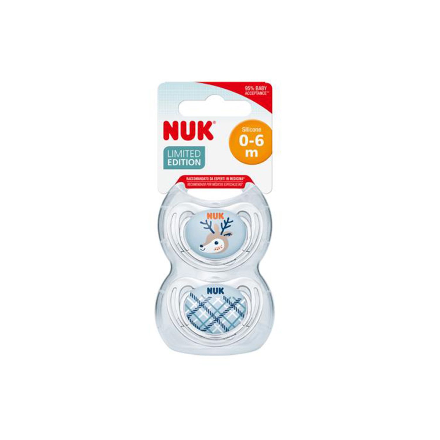 Set 2 suzete ortodontice din silicon Nuk 175229A-3-6, Albastru fotografia produsului View 3 L