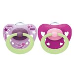 Set 2 suzete ortodontice din silicon Nuk Signature Night 736681-3-6, Mov fotografia produsului