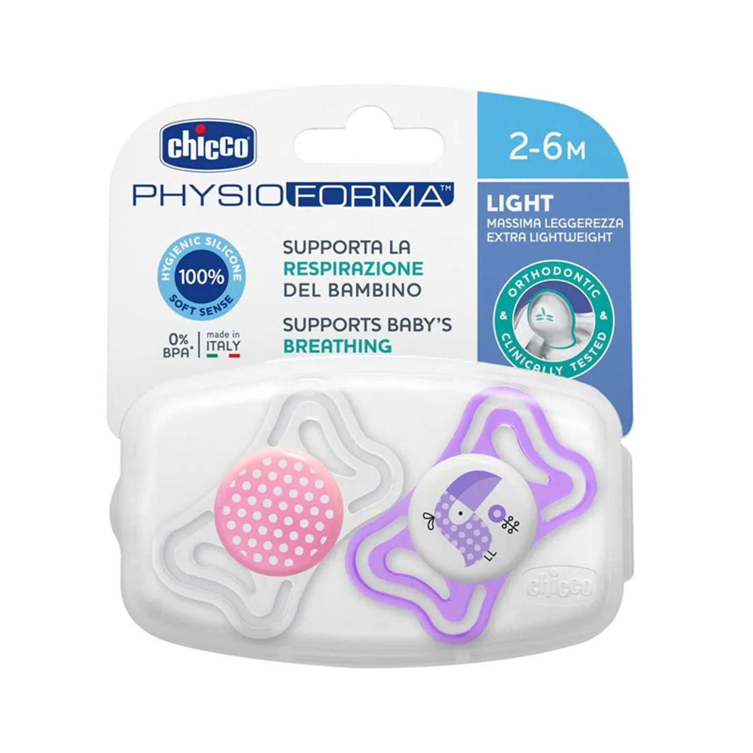 Set 2 suzete ortodontice din silicon Chicco Physio Forma Light 097067-1, Multicolor fotografia produsului View 5 L