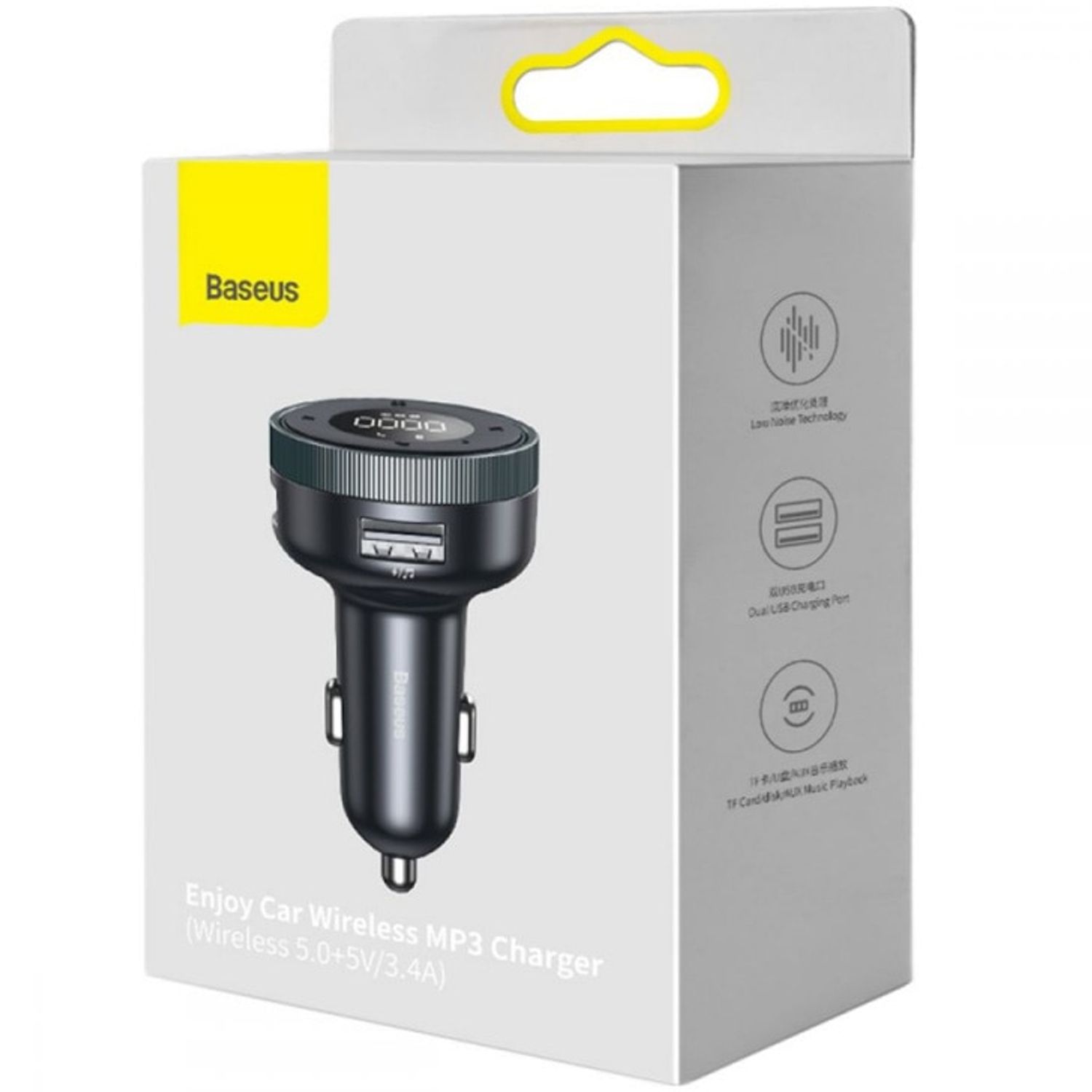 Modulator FM Bluetooth Baseus CCLH-01 Enjoy, Mp3 Player, 2 x USB (Negru) fotografia produsului View 9 L
