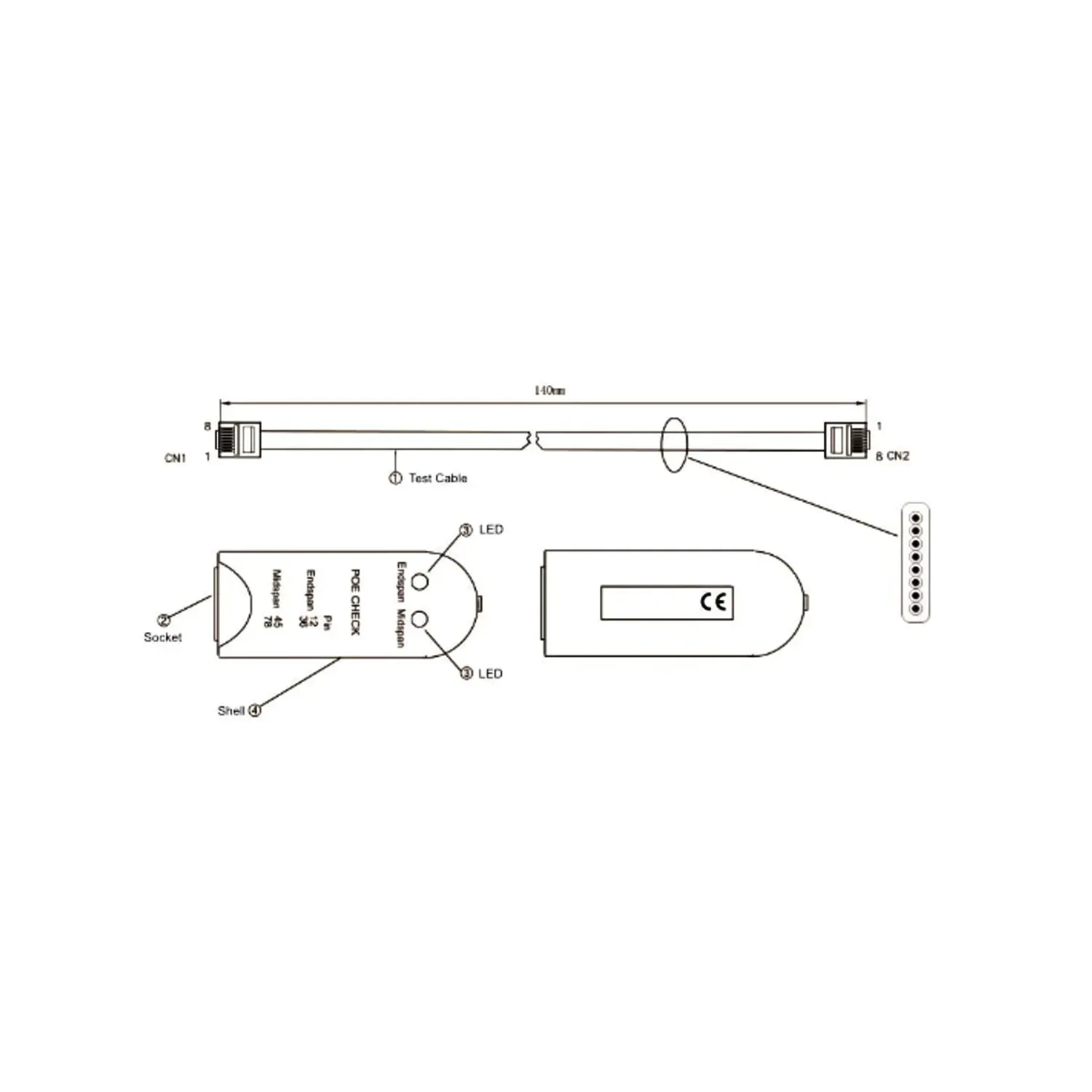 Detector PoE WZ0028, detector de stare Power, Retea fotografia produsului View 4 L