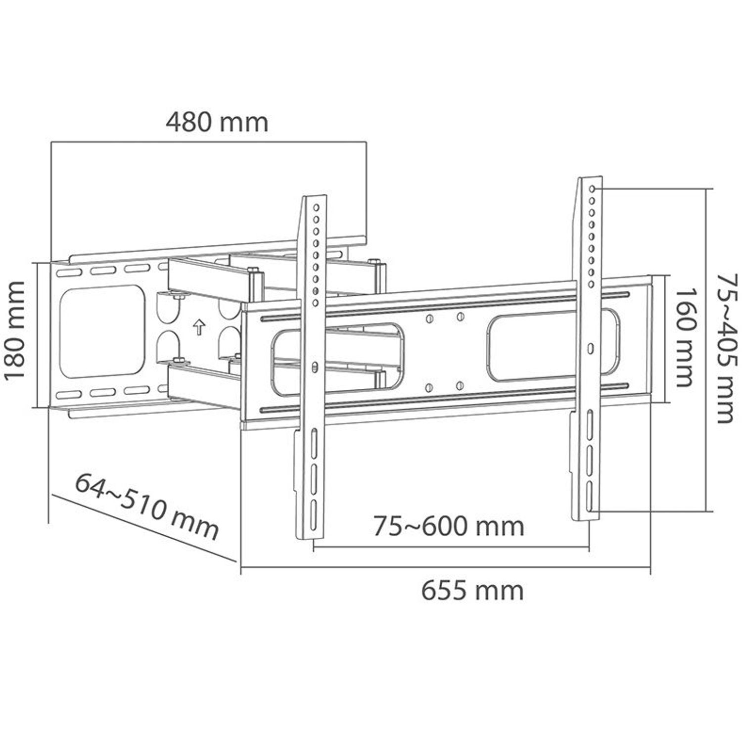 Suport Perete Cabletech UCH0232, 37" - 80", 60 Kg (Negru) fotografia produsului View 3 L