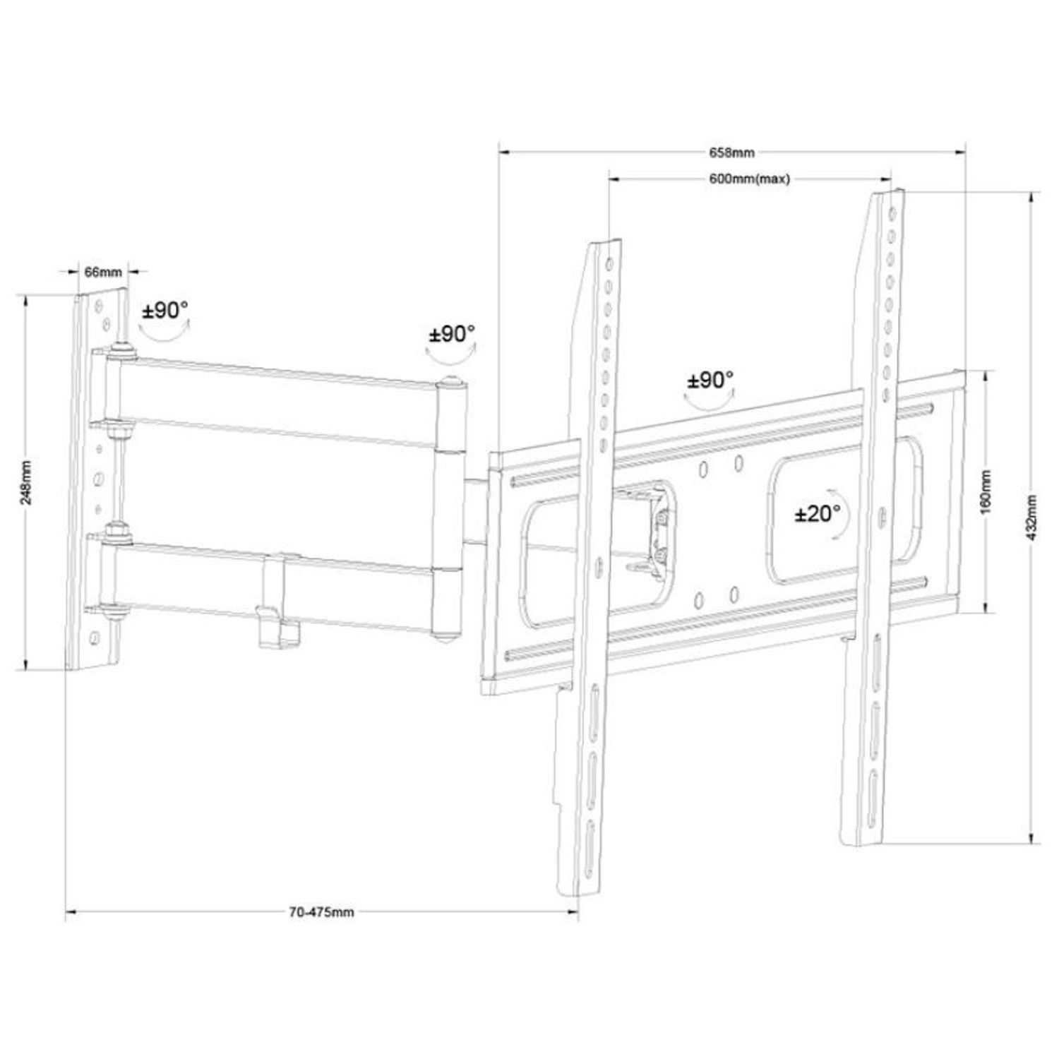 Suport Perete Cabletech UCH0210, 40" - 65", 50 Kg (Negru) fotografia produsului View 2 L