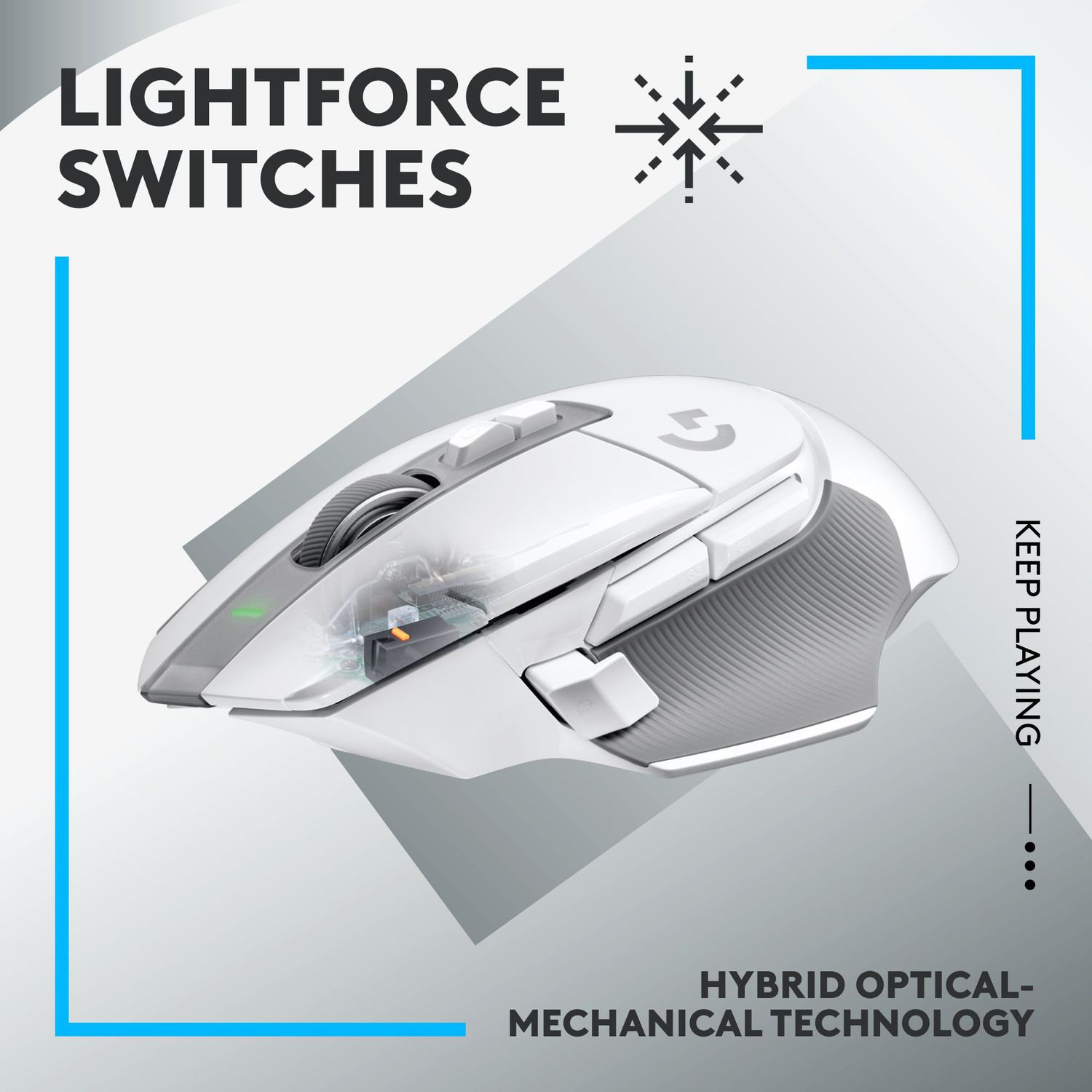 Mouse Gaming Wireless Logitech G502 X Lightspeed, USB, 25600 dpi (Alb) fotografia produsului View 7 L