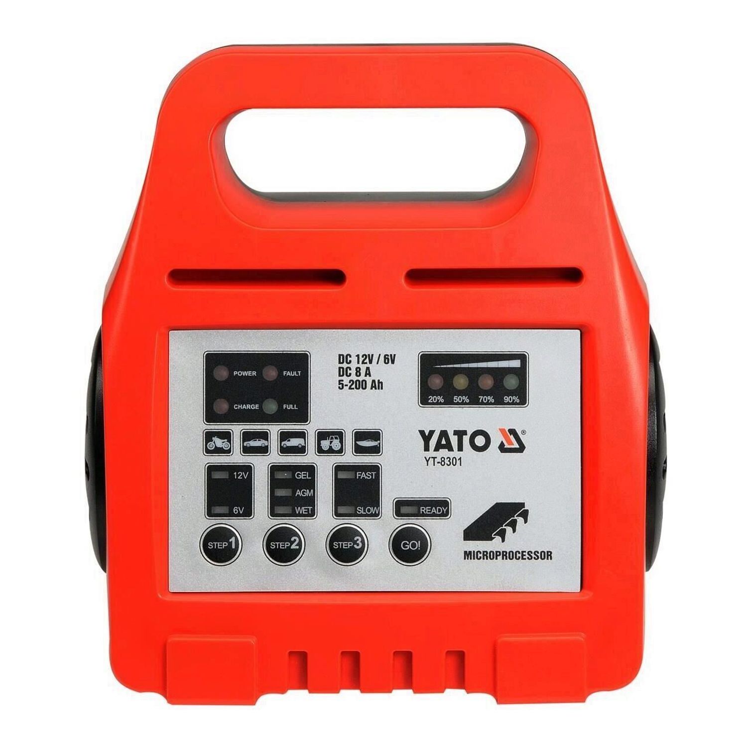 Redresor auto Yato YT-8301, 6/12V, 8A, 5-200Ah fotografia produsului