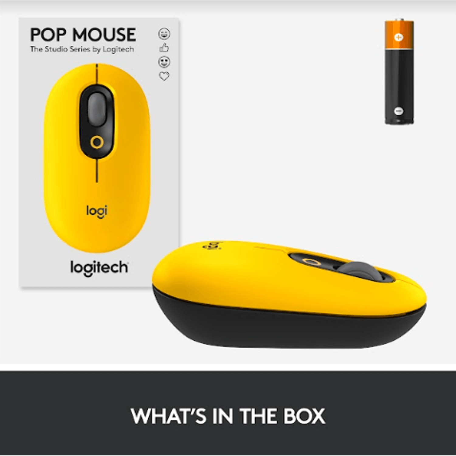 Mouse wireless Logitech Pop Blast, Ambidextru, Galben Mouse Wireless Logitech POP, Bluetooth, 4000 dpi (Galben) fotografia produsului View 13 L