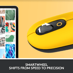 Mouse wireless Logitech Pop Blast, Ambidextru, Galben Mouse Wireless Logitech POP, Bluetooth, 4000 dpi (Galben) fotografia produsului View 11 S