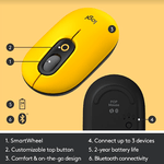 Mouse wireless Logitech Pop Blast, Ambidextru, Galben Mouse Wireless Logitech POP, Bluetooth, 4000 dpi (Galben) fotografia produsului View 10 S