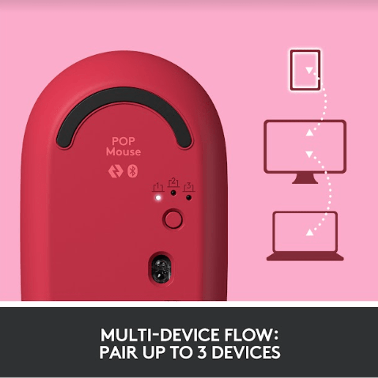 Mouse wireless Logitech Pop Heartbreaker, Ambidextru, Rosu Mouse Wireless Logitech POP, Bluetooth, 4000 DPI (Rosu) fotografia produsului View 13 L