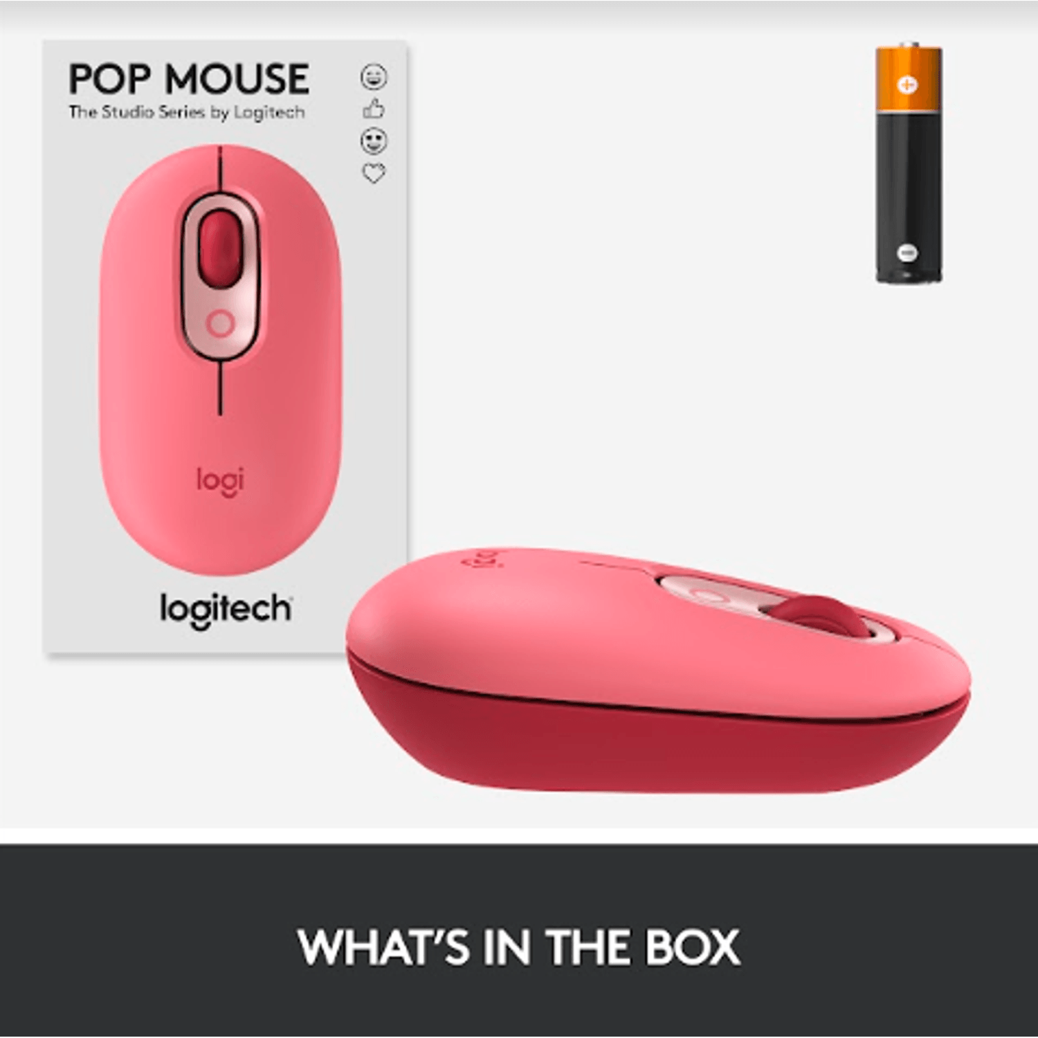 Mouse wireless Logitech Pop Heartbreaker, Ambidextru, Rosu Mouse Wireless Logitech POP, Bluetooth, 4000 DPI (Rosu) fotografia produsului View 11 L