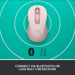 Mouse Wireless Logitech Signature M650 L Left, Bluetooth/USB, recomandat pentru mana stanga (Roz) fotografia produsului View 12 S